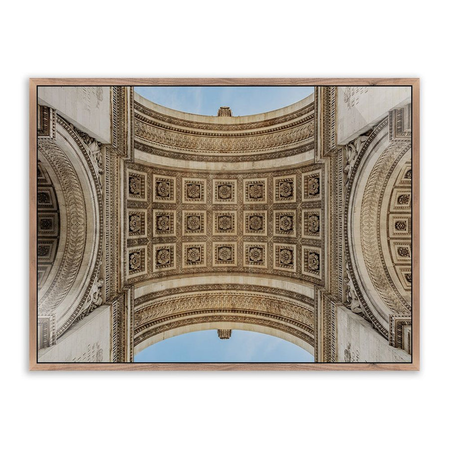Wall Art Arc De Triumphe By Guy Sargent - 32"X24" - Rustic Walnut - Framed Metal