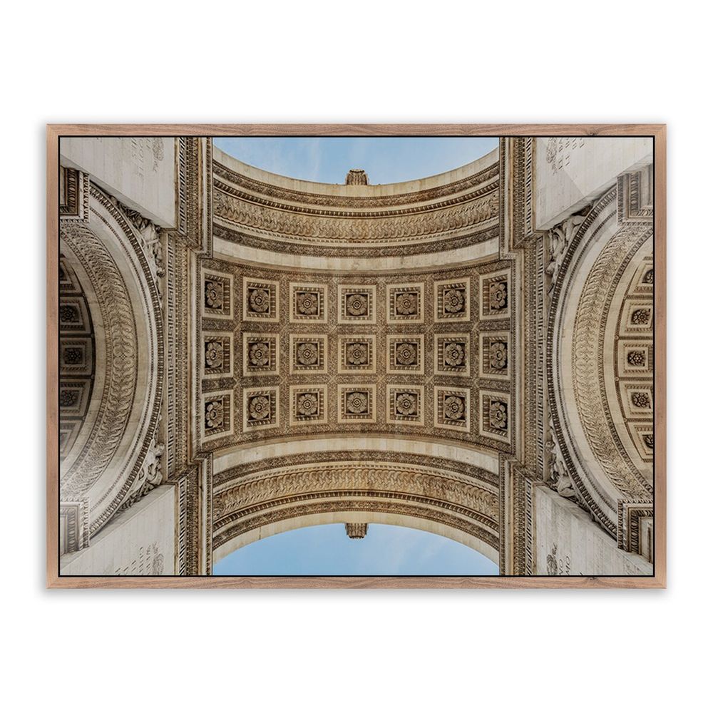 Wall Art Arc De Triumphe By Guy Sargent - 48"X36" - Rustic Walnut - Framed Metal