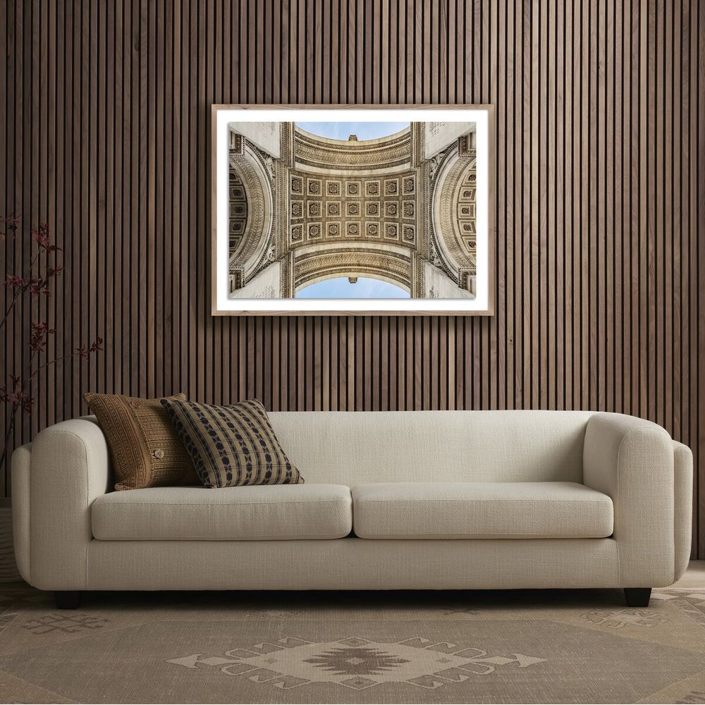 Wall Art Arc De Triumphe By Guy Sargent - 40"X30" - Rustic Walnut - Framed Paper