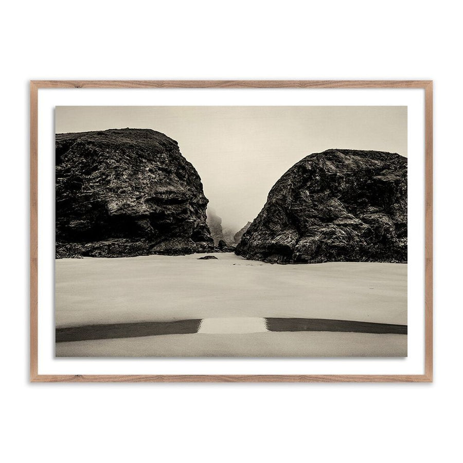 Wall Art Bedruthan Steps By Guy Sargent - 72"X48" - Rustic Walnut