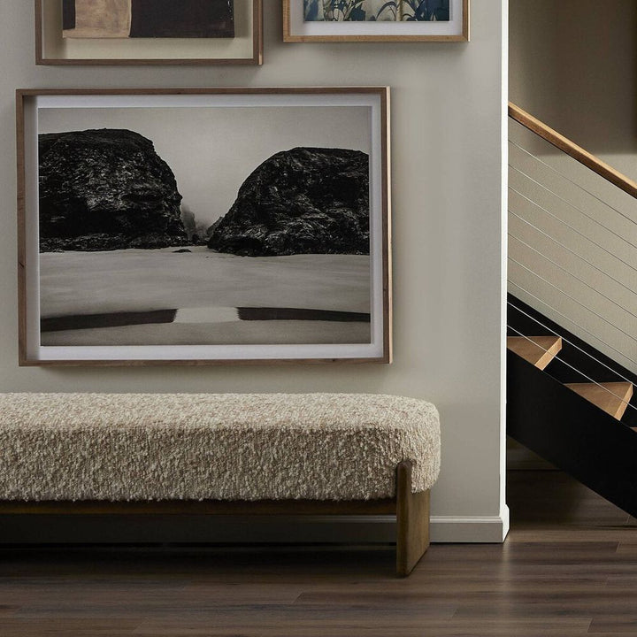 Wall Art Bedruthan Steps By Guy Sargent - 48"X36" - Rustic Walnut