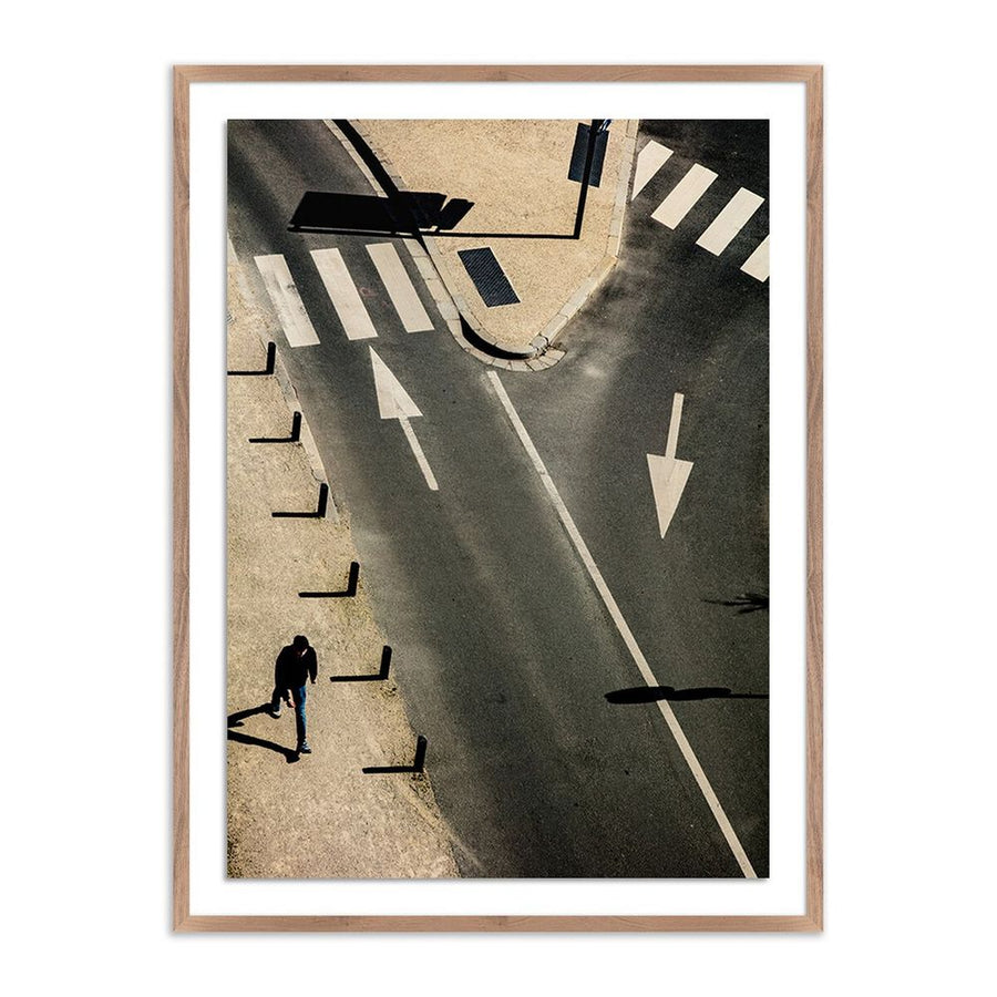 Wall Art The Road - Caen By Guy Sargent - 36"X48" - Rustic Walnut