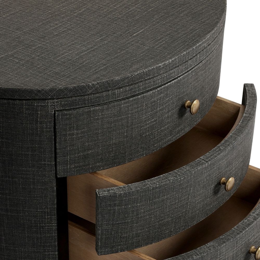 Amelia Oval Nightstand - Black Linen
