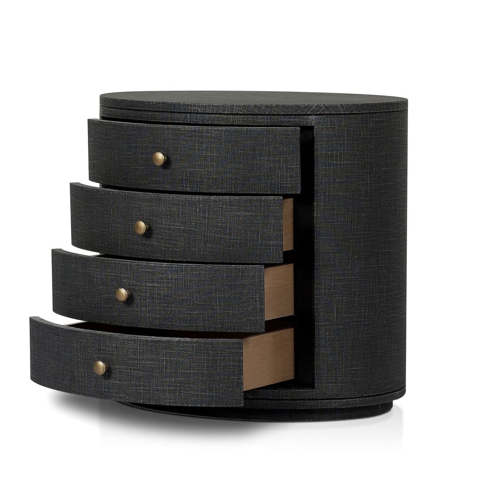 Amelia Oval Nightstand - Black Linen
