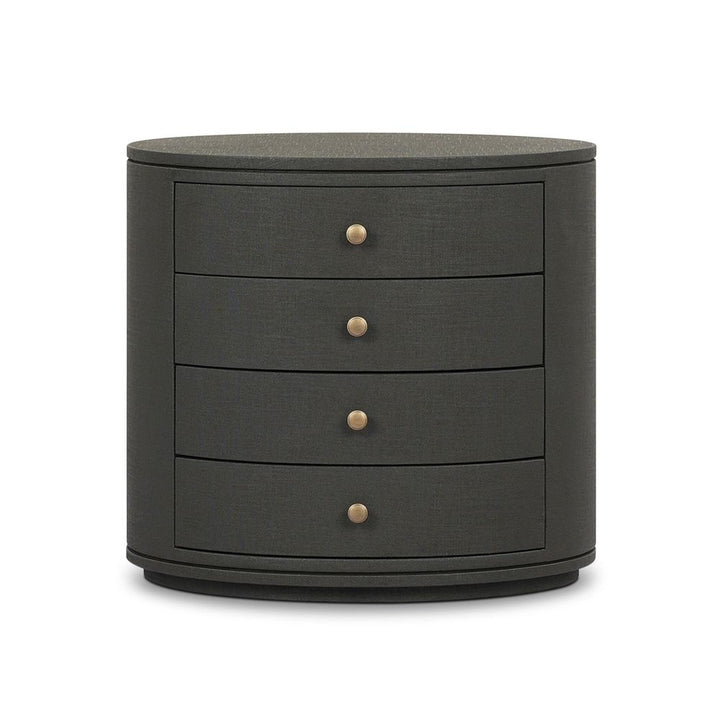 Nightstands Amelia Oval Nightstand - Dark Green Lacquered Linen