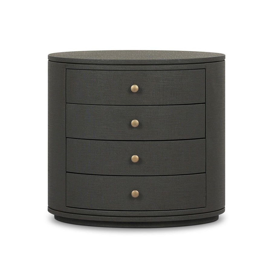 Nightstands Amelia Oval Nightstand - Dark Green Lacquered Linen