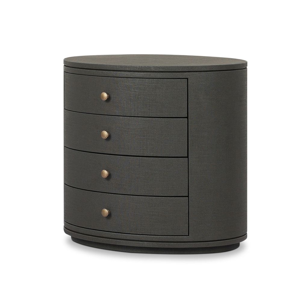 Nightstands Amelia Oval Nightstand - Dark Green Lacquered Linen