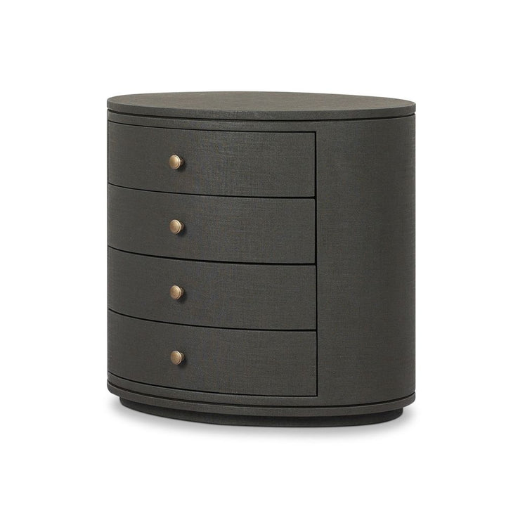 Nightstands Amelia Oval Nightstand - Dark Green Lacquered Linen