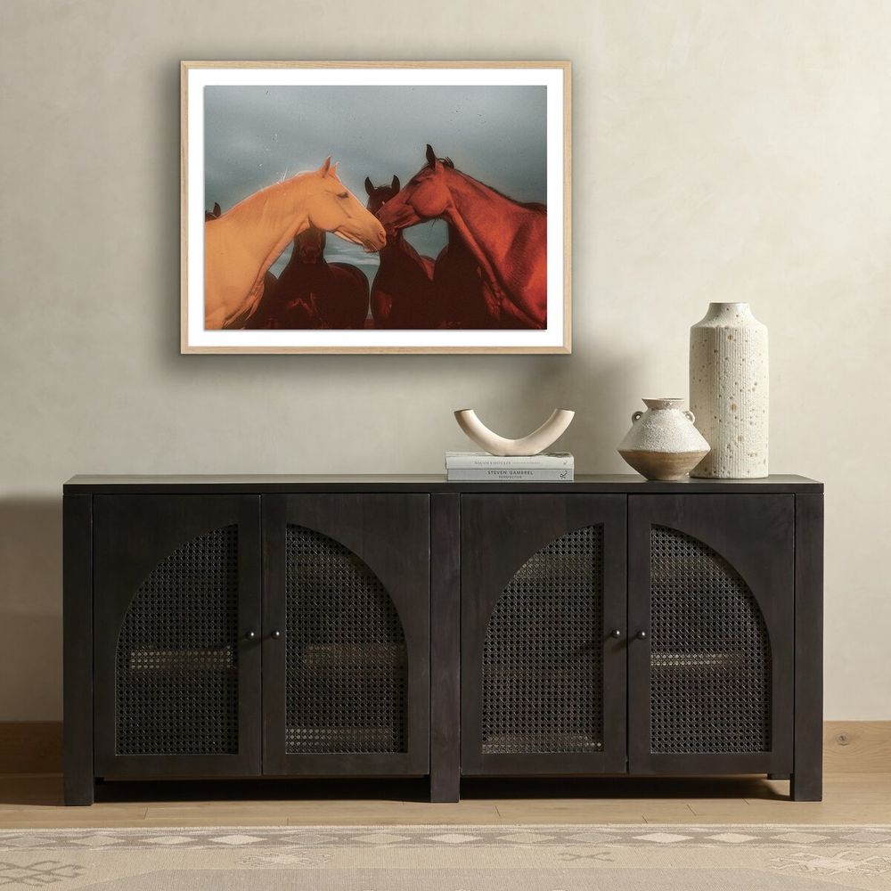 Wall Art Sunset Horses By Coup D'Esprit - 40"X30" - White Oak