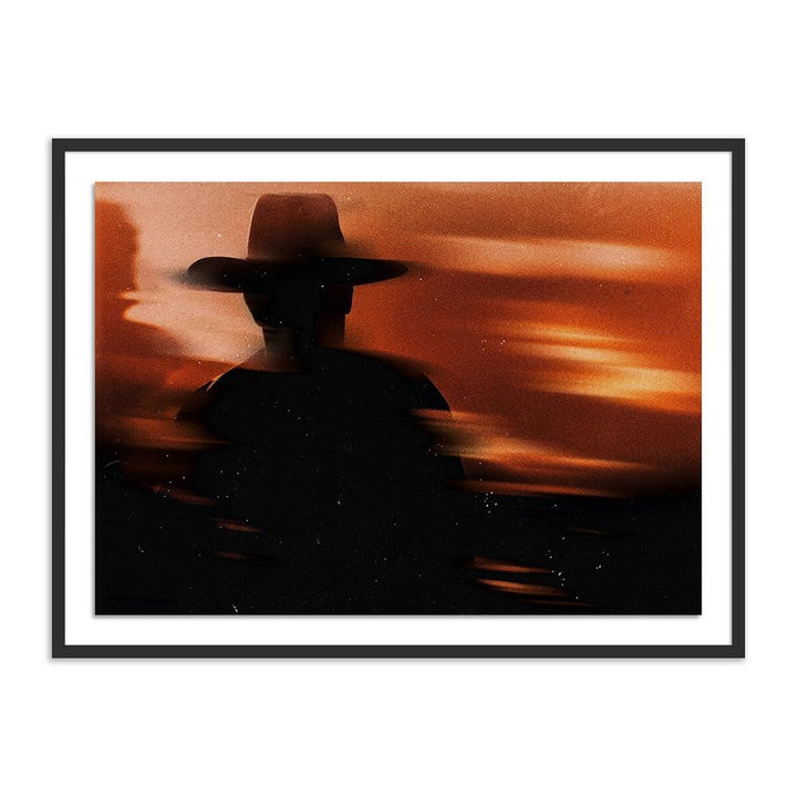 Wall Art Cowboy In The Shadow By Coup D'Esprit - 40"X30" - Black Maple