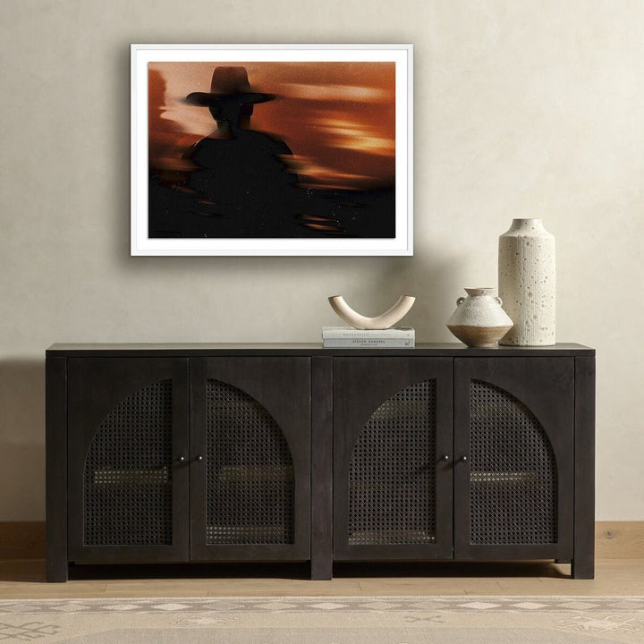Wall Art Cowboy In The Shadow By Coup D'Esprit - 40"X30" - White Maple