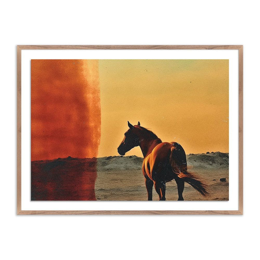 Wall Art Horse By Coup D'Esprit - 48"X36" - Rustic Walnut