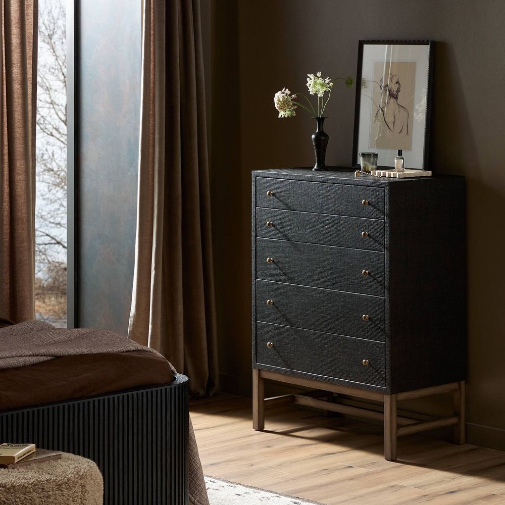 Dressers & Chests Fiona Tall Dresser - Black Raffia