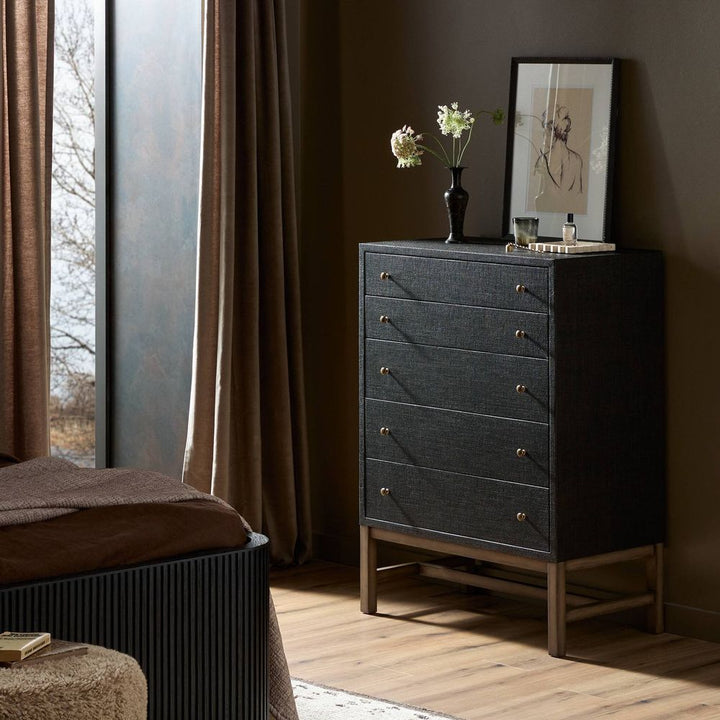 Dressers & Chests Fiona Tall Dresser - Black Raffia
