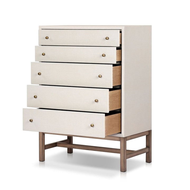 Fiona Tall Dresser - Ivory Painted Raffia