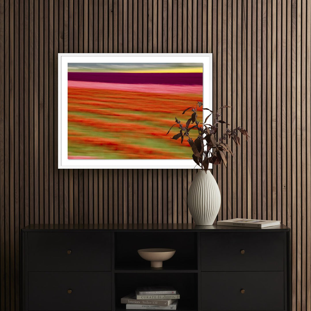 Blurred Flowers Ii By Geoffrey Baris - 40"X30" - White Maple - Framed Paper