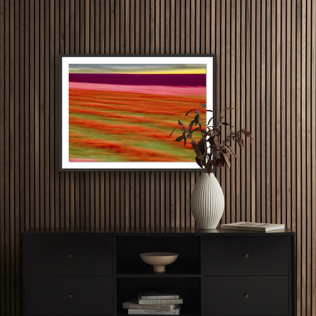 Blurred Flowers Ii By Geoffrey Baris - 40"X30" - Black Maple - Framed Paper