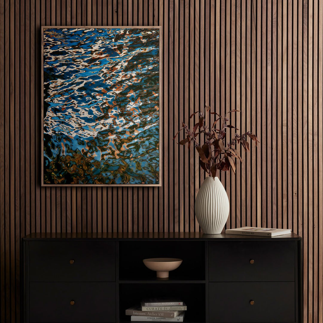 Reflecting Blue By Geoffrey Baris - 30"X40" - Rustic Walnut