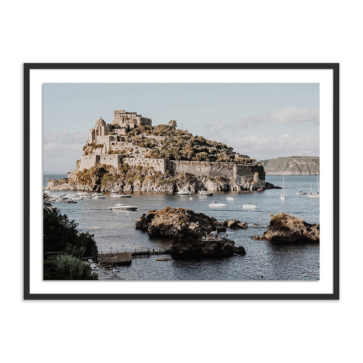 Castello Aragonese D'Ischia By Natalie Obradovich - 24"X18" - Black Maple - Framed Paper