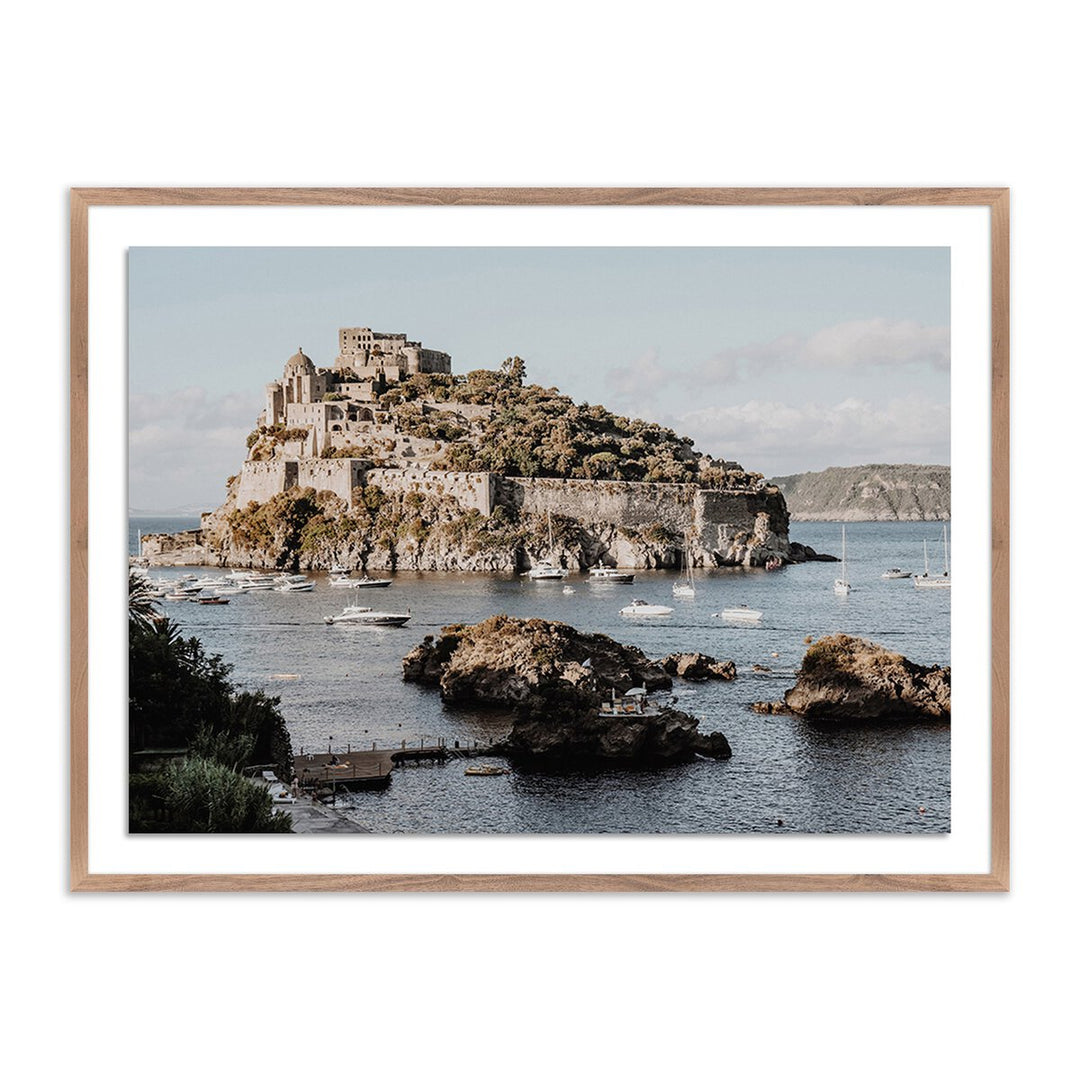 Castello Aragonese D'Ischia By Natalie Obradovich - 48"X36" - Rustic Walnut - Framed Paper