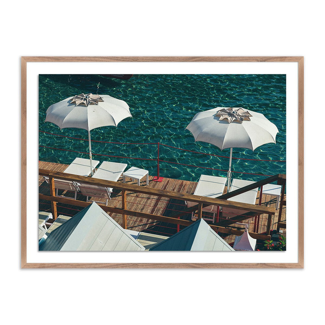 Paraggi Umbrellas By Natalie Obradovich - 40"X30" - Rustic Walnut - Framed Paper