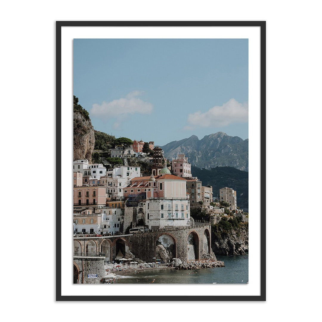 Atrani, Italy By Natalie Obradovich - 24"X32" - Black Maple - Framed Paper