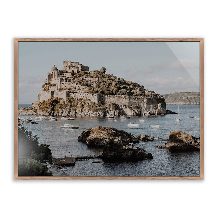 Castello Aragonese D'Ischia By Natalie Obradovich - 48"X36" - Rustic Walnut - Framed Metal