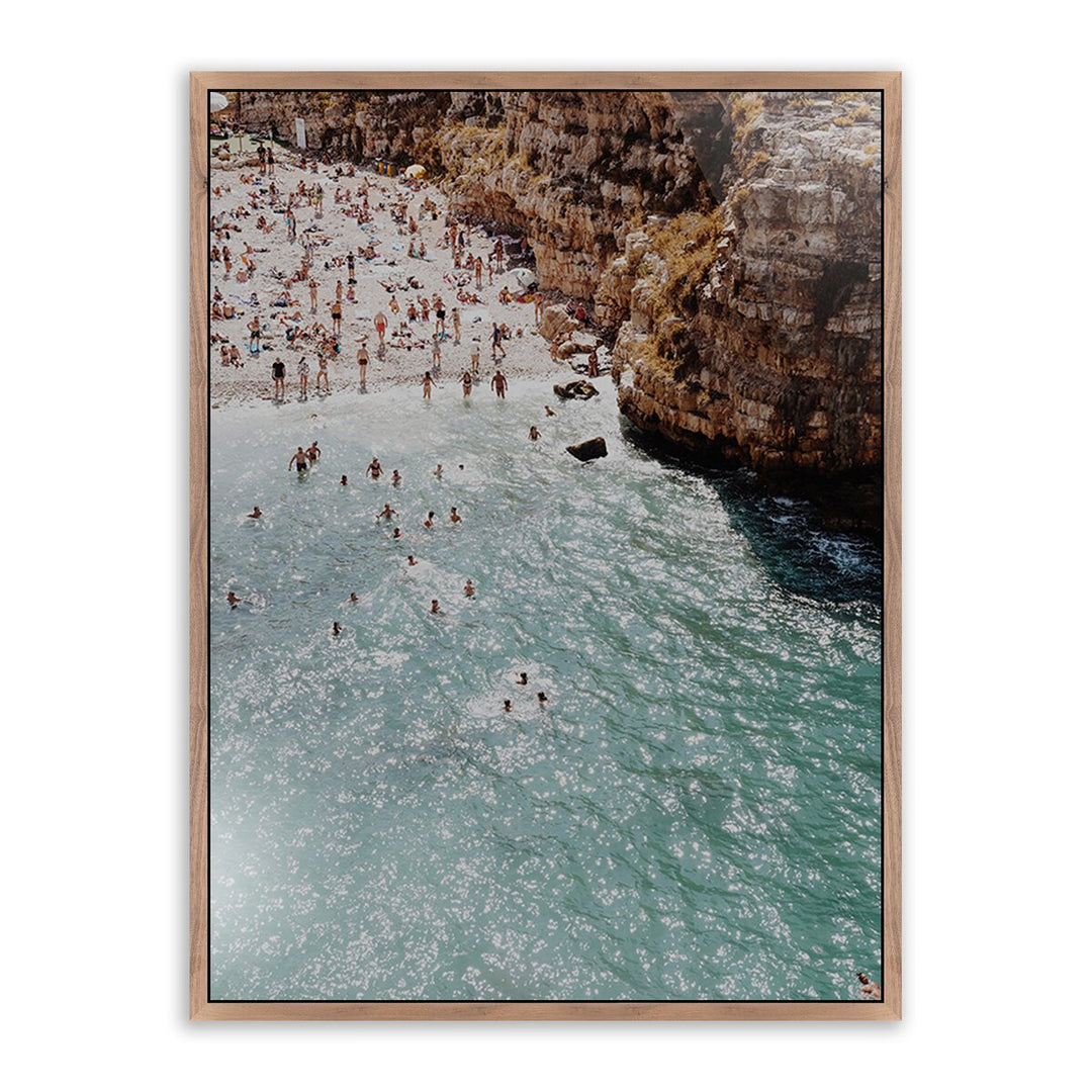 Slice Of Polignano By Natalie Obradovich - 30"X40" - Rustic Walnut - Framed Metal