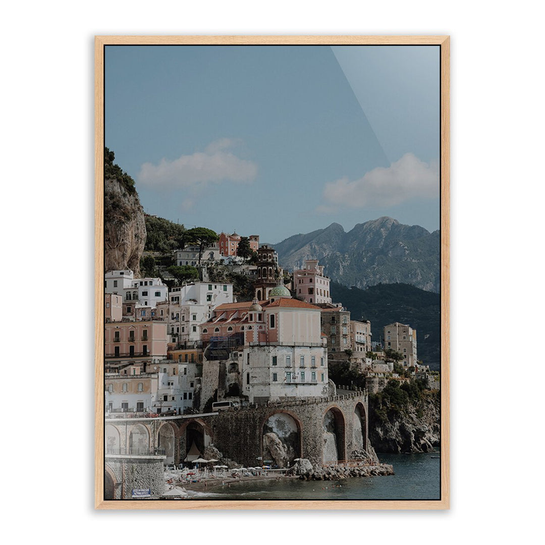 Atrani, Italy By Natalie Obradovich - 30"X40" - White Oak - Framed Metal