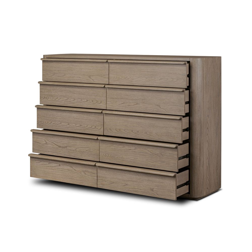 Primrose 10 Drawer Dresser - Natural Flat Oak Veneer