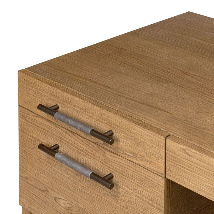 Rosedale Executive Desk: Amber Oak - Chaps Ebony - Burnished Bronze