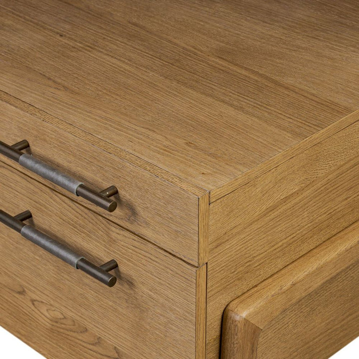 Rosedale Executive Desk: Amber Oak - Chaps Ebony - Burnished Bronze