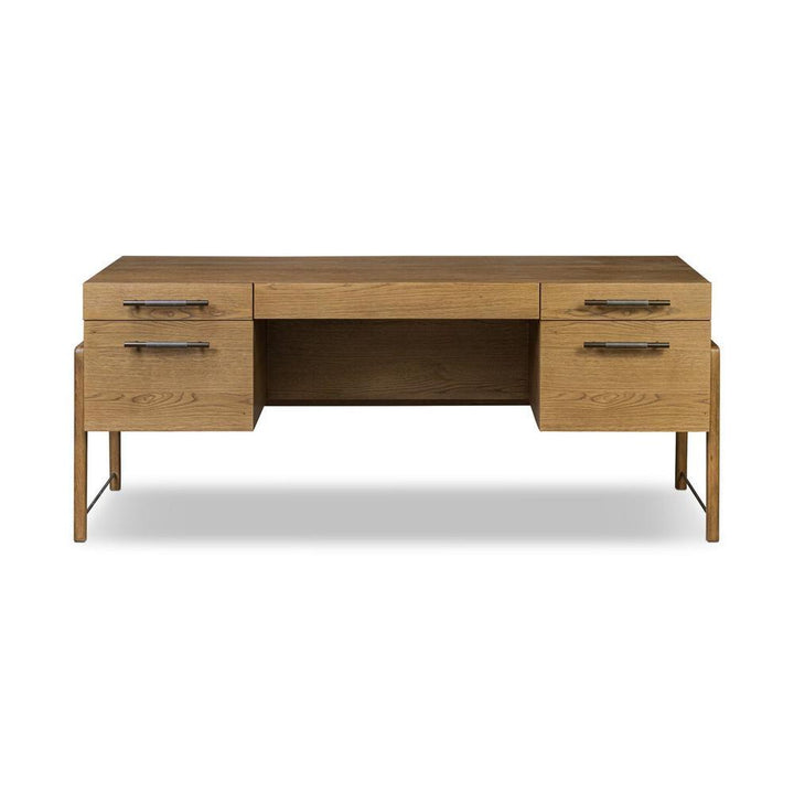Desks Rosedale Executive Desk: Amber Oak - Chaps Ebony - Burnished Bronze
