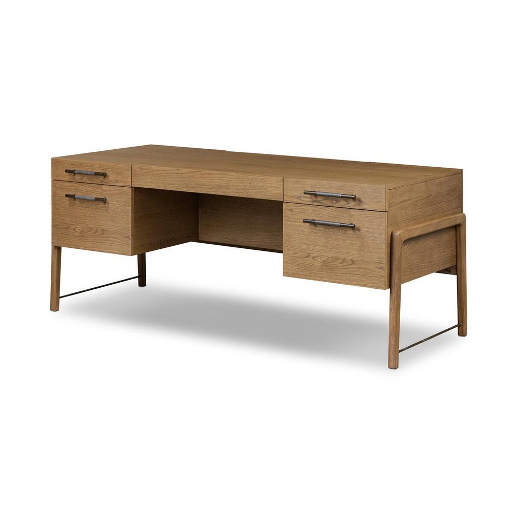 Desks Rosedale Executive Desk: Amber Oak - Chaps Ebony - Burnished Bronze