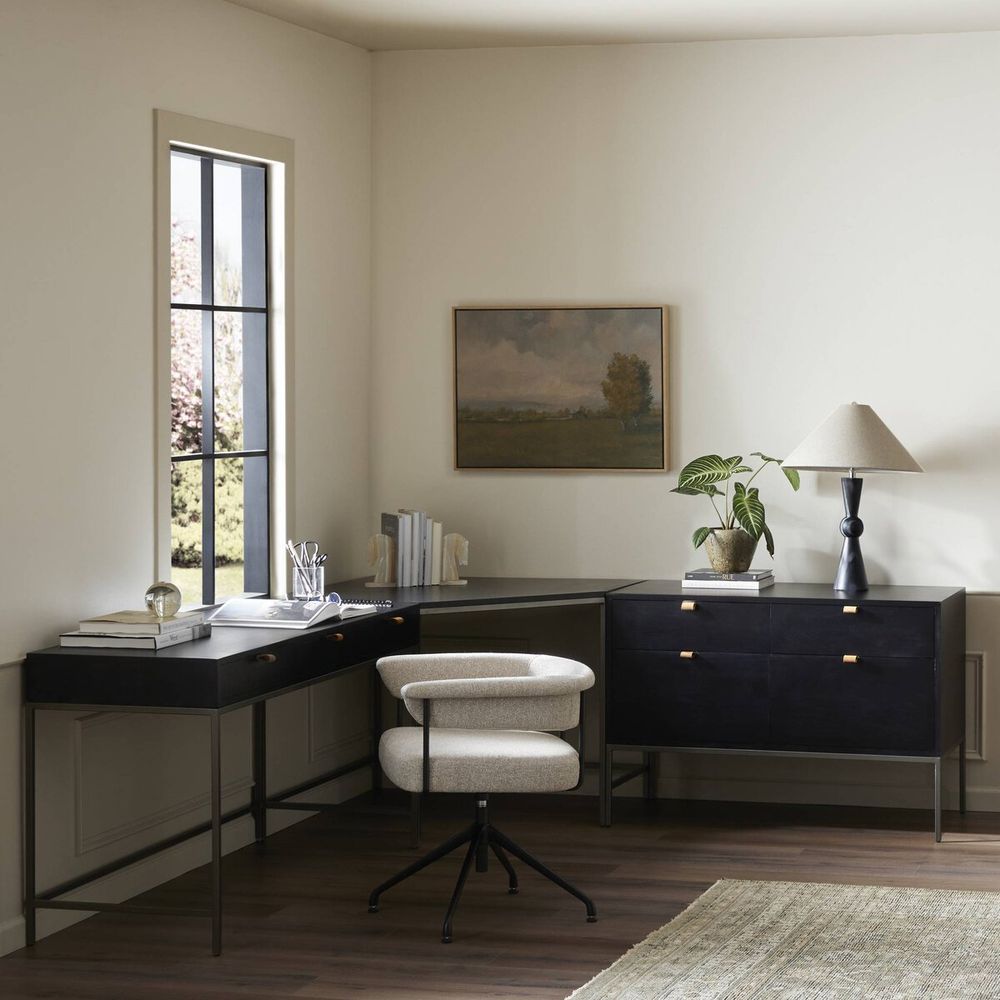 Trey Wide Filing Cabinet Desk System