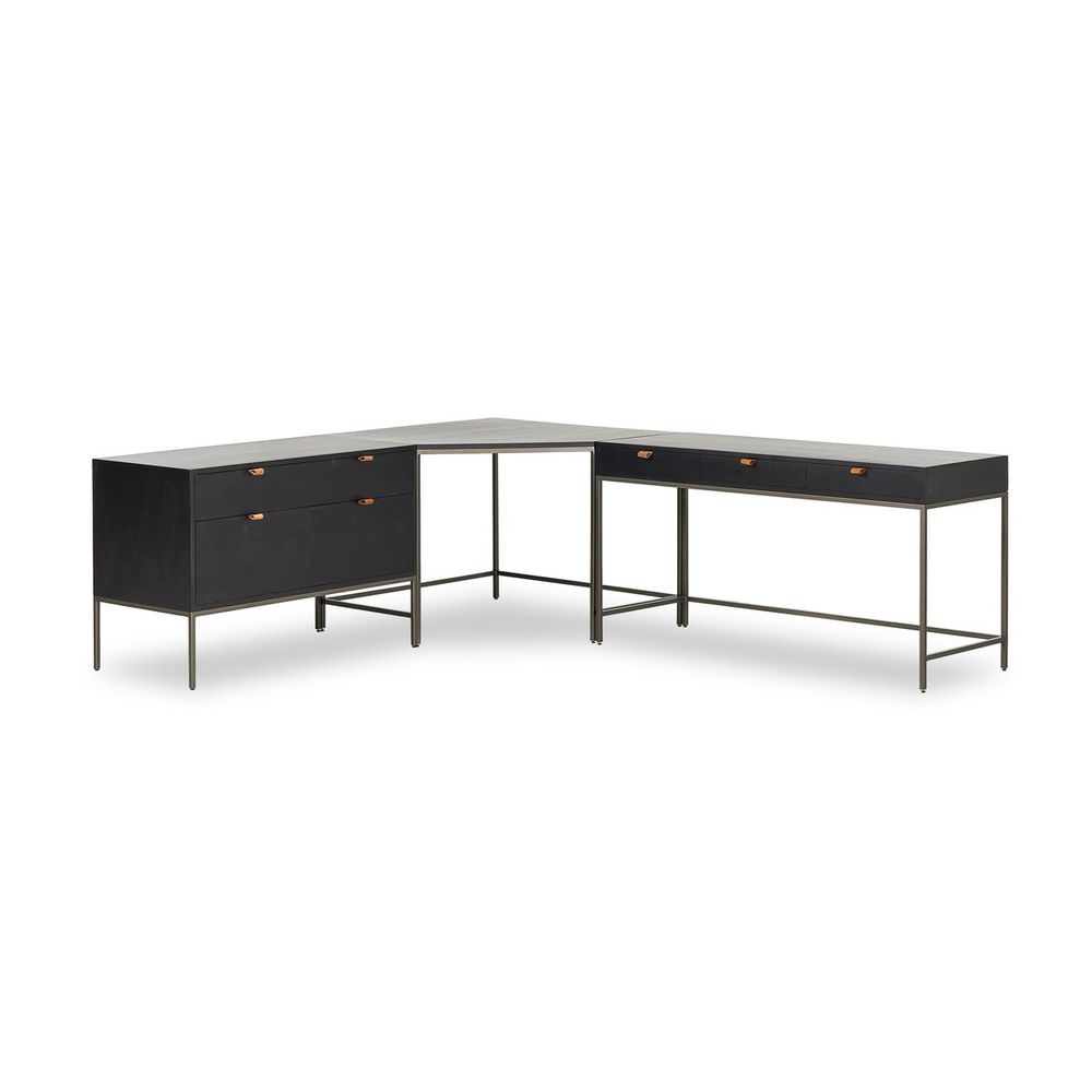 Trey Wide Filing Cabinet Desk System