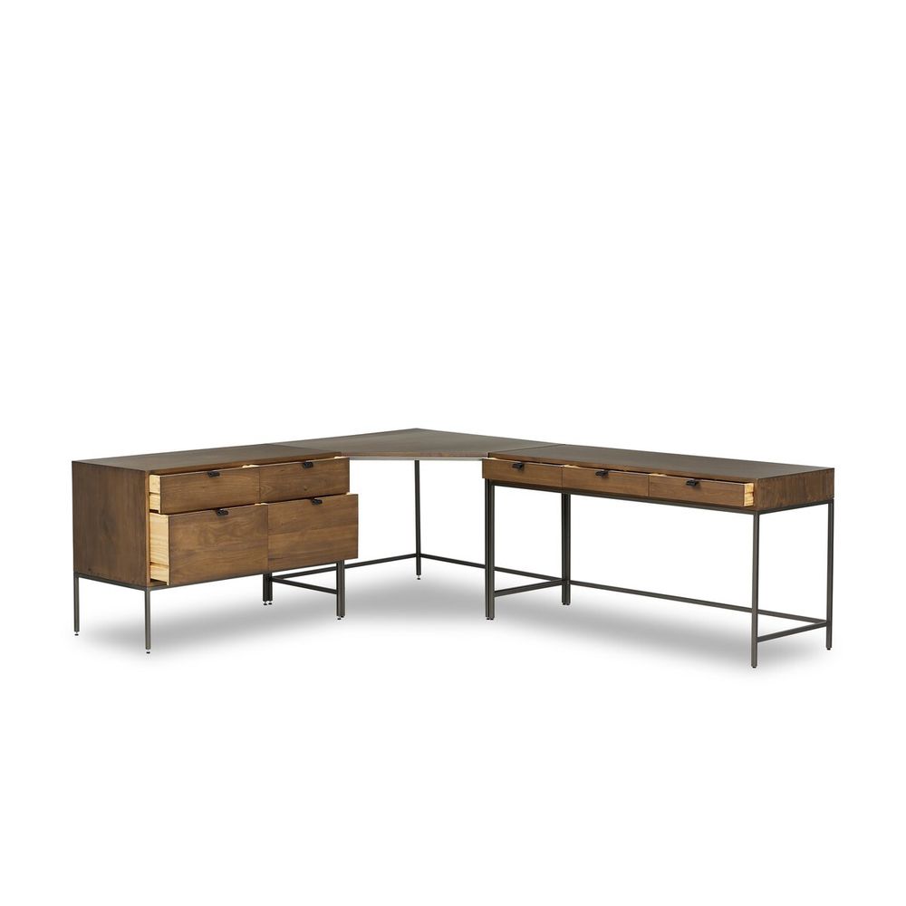 Trey Wide Filing Cabinet Desk System