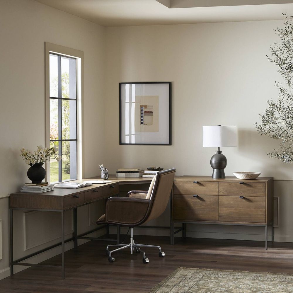 Trey Wide Filing Cabinet Desk System