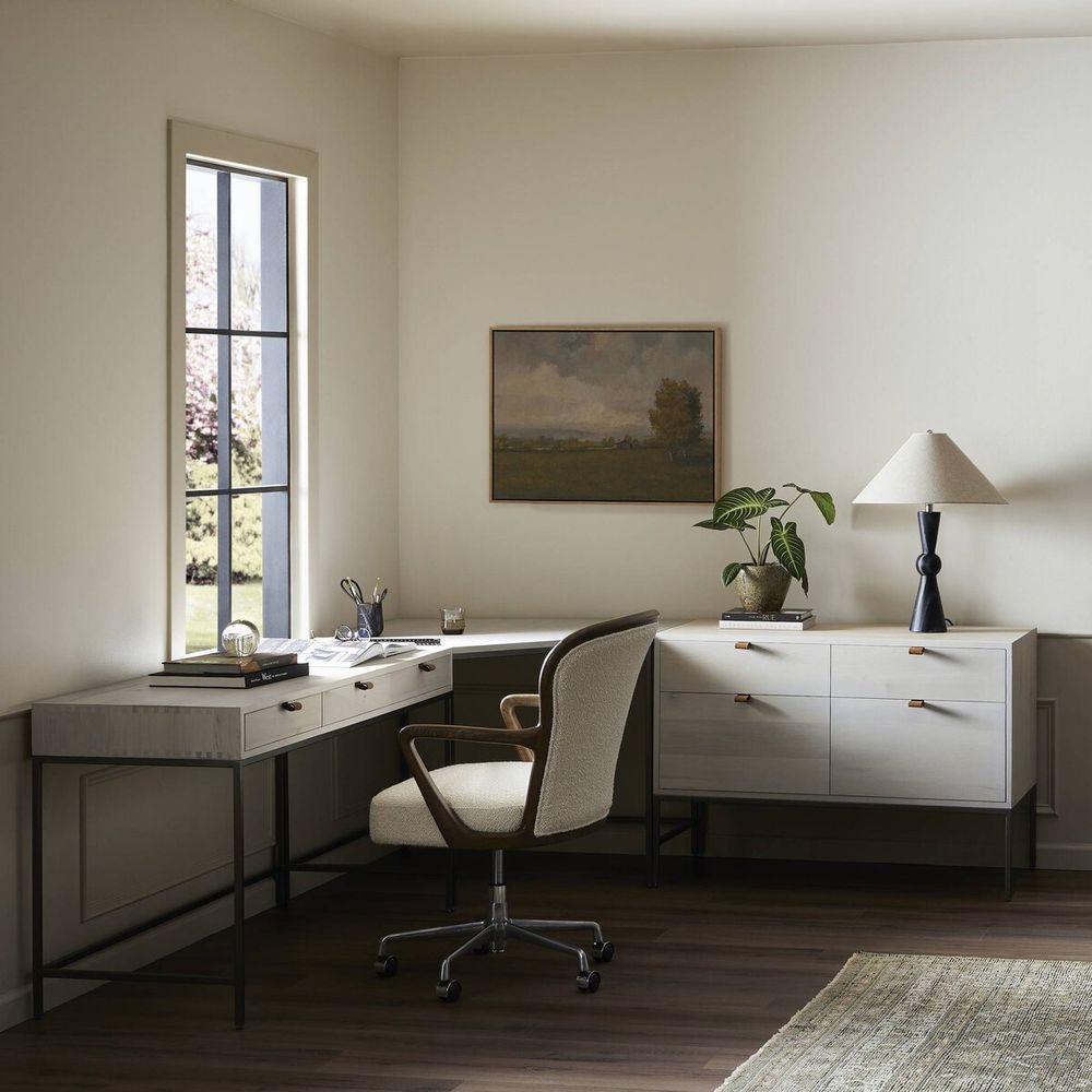 Trey Wide Filing Cabinet Desk System