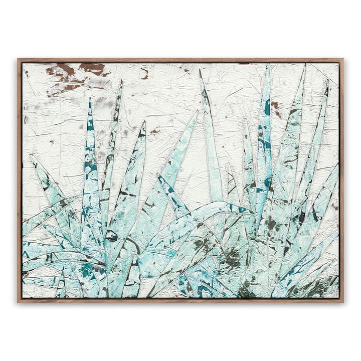 Wall Art Study Of Blue Agave By Douglas Galloway - 40"X30" - Rustic Walnut