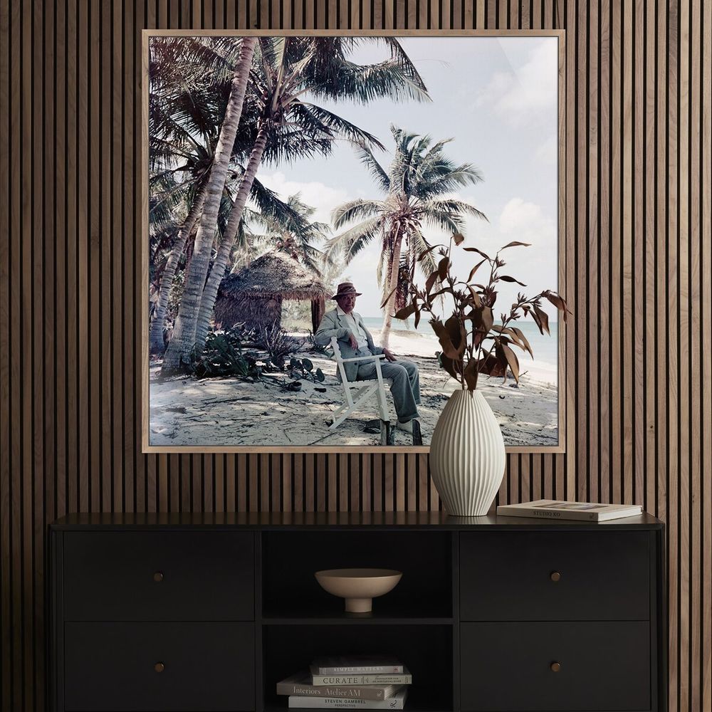 Wall Art T.S. Eliot By Slim Aarons - 48"X48" - Rustic Walnut