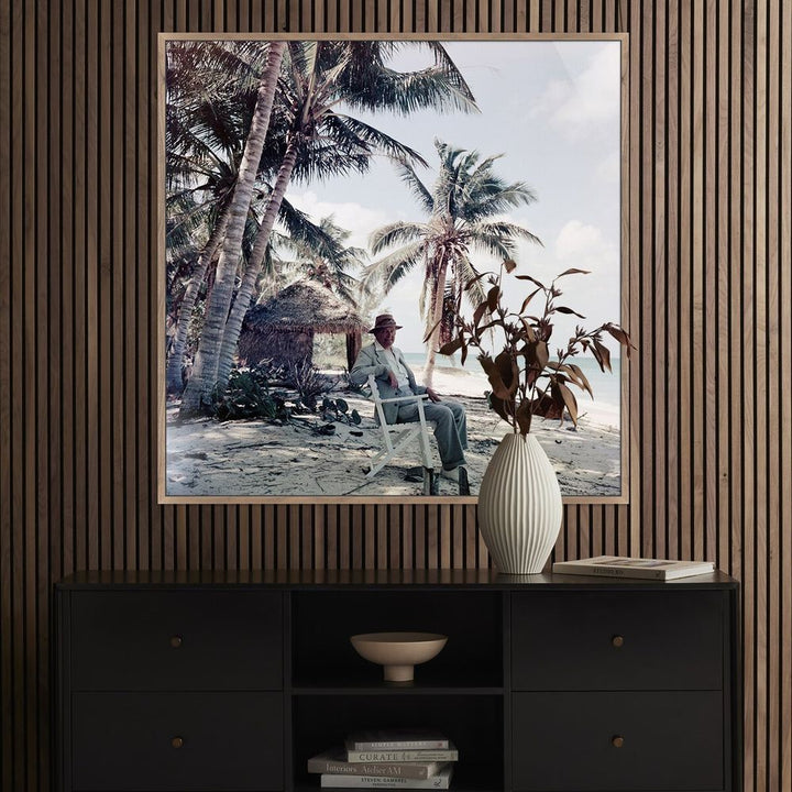 Wall Art T.S. Eliot By Slim Aarons - 48"X48" - Rustic Walnut