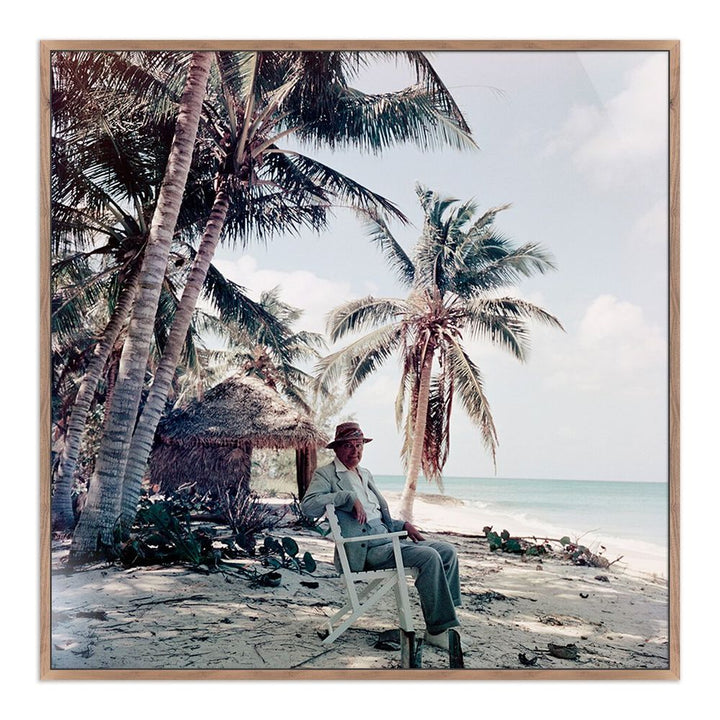 Wall Art T.S. Eliot By Slim Aarons - 24"X24" - Rustic Walnut