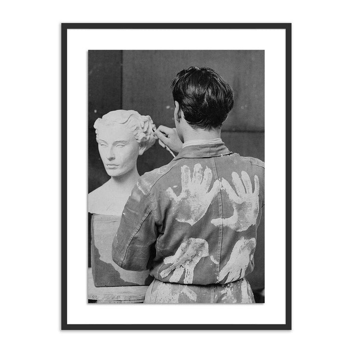 Wall Art Sculptor At Work By Getty Images - 40"X60" - Black Maple