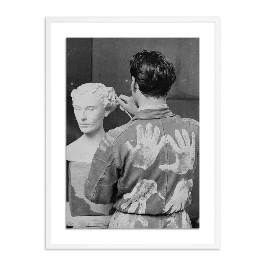 Wall Art Sculptor At Work By Getty Images - 24"X32" - White Maple