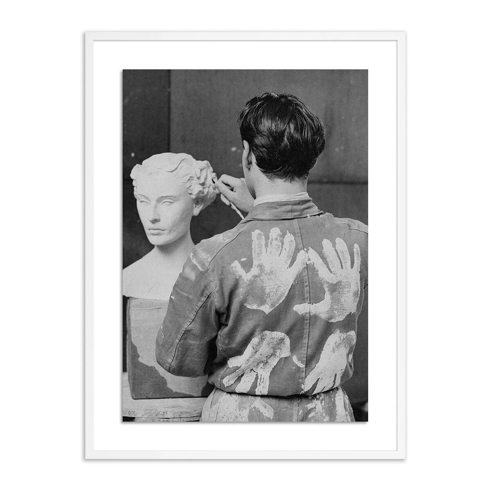 Wall Art Sculptor At Work By Getty Images - 30"X40" - White Maple