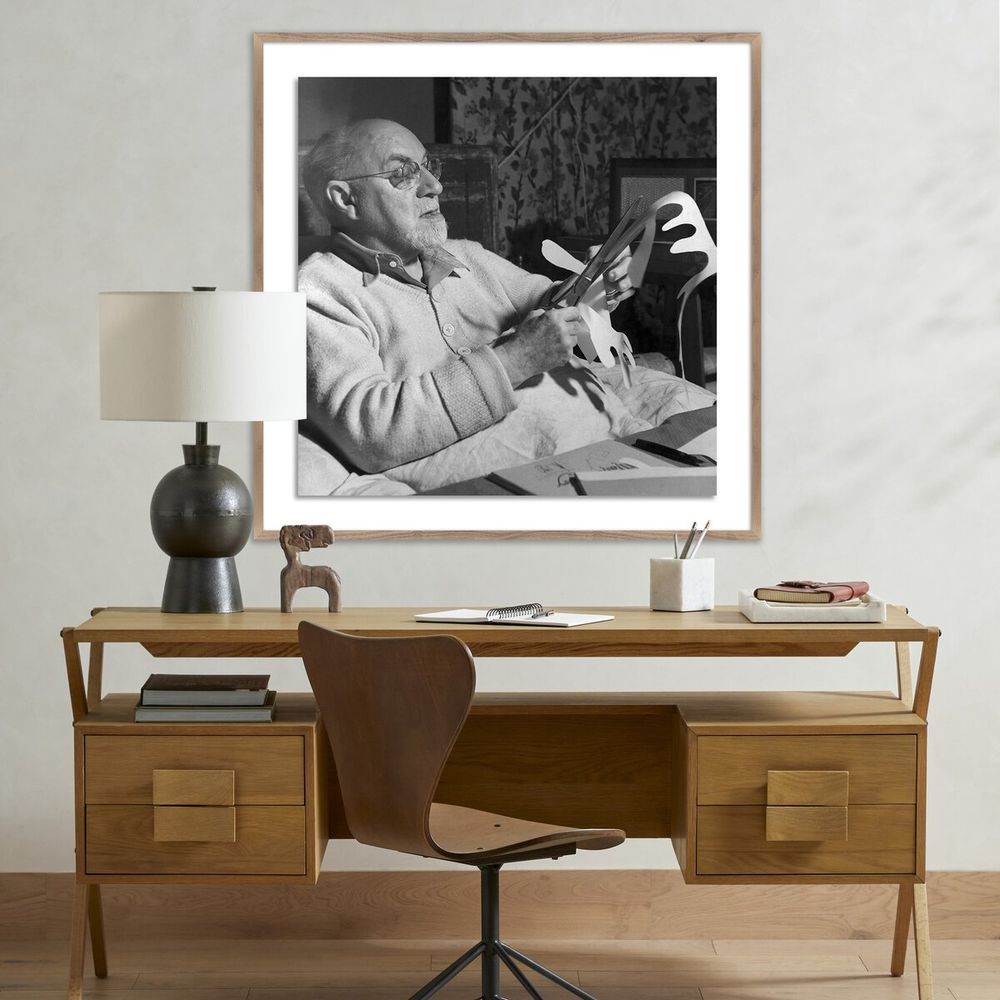 Wall Art Henri Matisse Working On Paper Cut-Out - 40"X40"' - Rustic Walnut