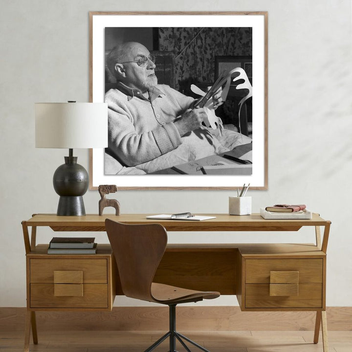 Wall Art Henri Matisse Working On Paper Cut-Out - 40"X40"' - Rustic Walnut