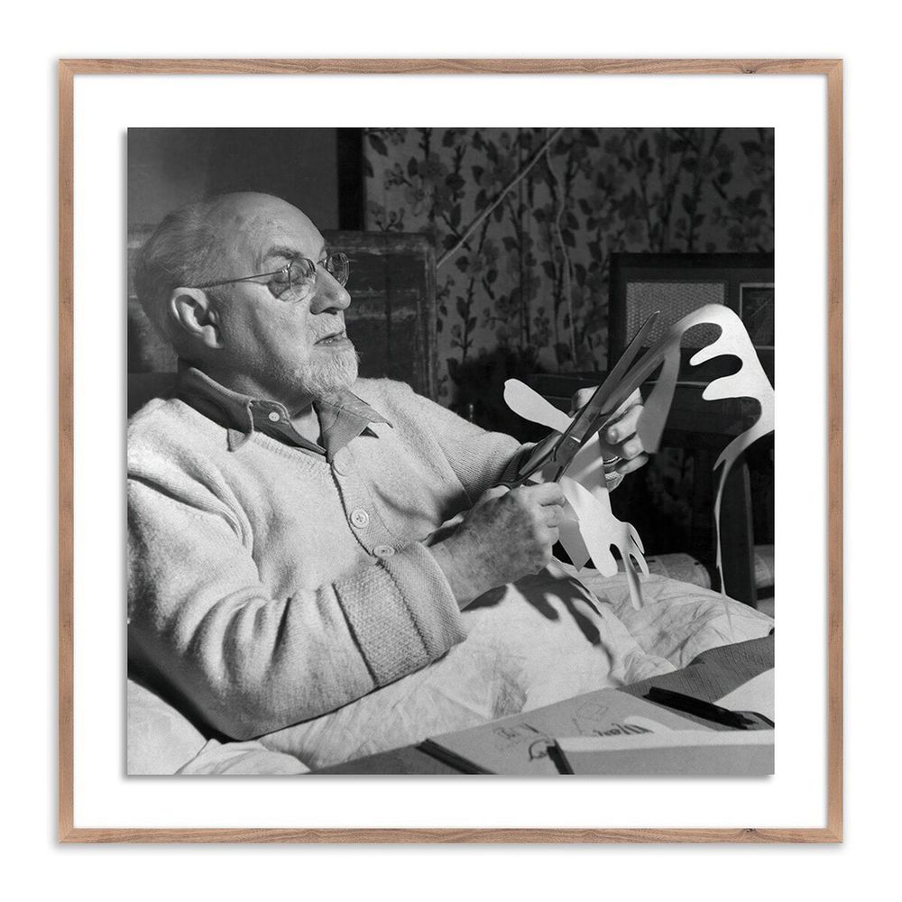 Wall Art Henri Matisse Working On Paper Cut-Out - 60"X60" - Rustic Walnut