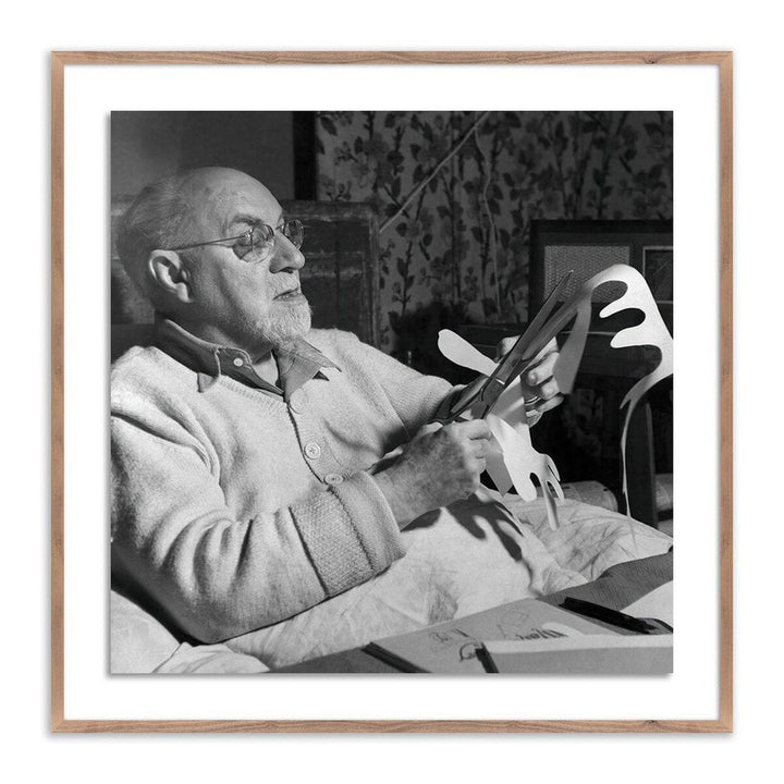 Wall Art Henri Matisse Working On Paper Cut-Out - 60"X60" - Rustic Walnut